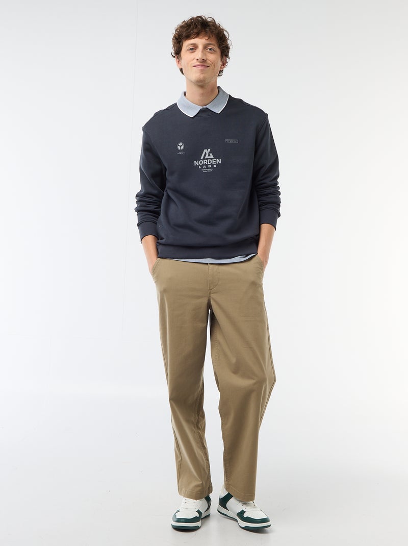 Sweater van lichte joggingstof met print voor- en achterkant Blauw - Kiabi