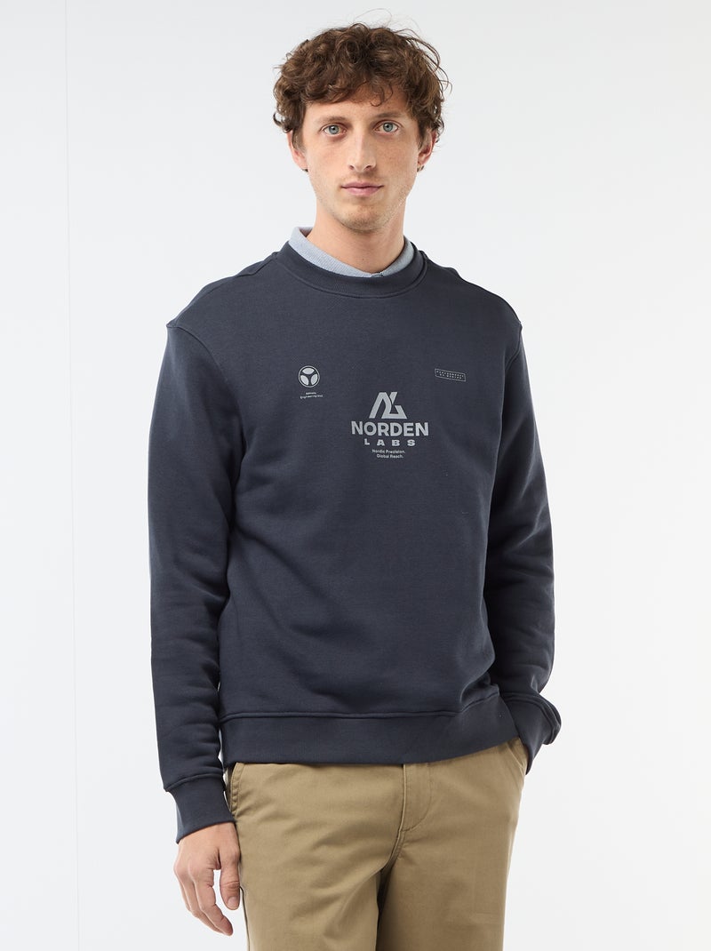 Sweater van lichte joggingstof met print voor- en achterkant Blauw - Kiabi