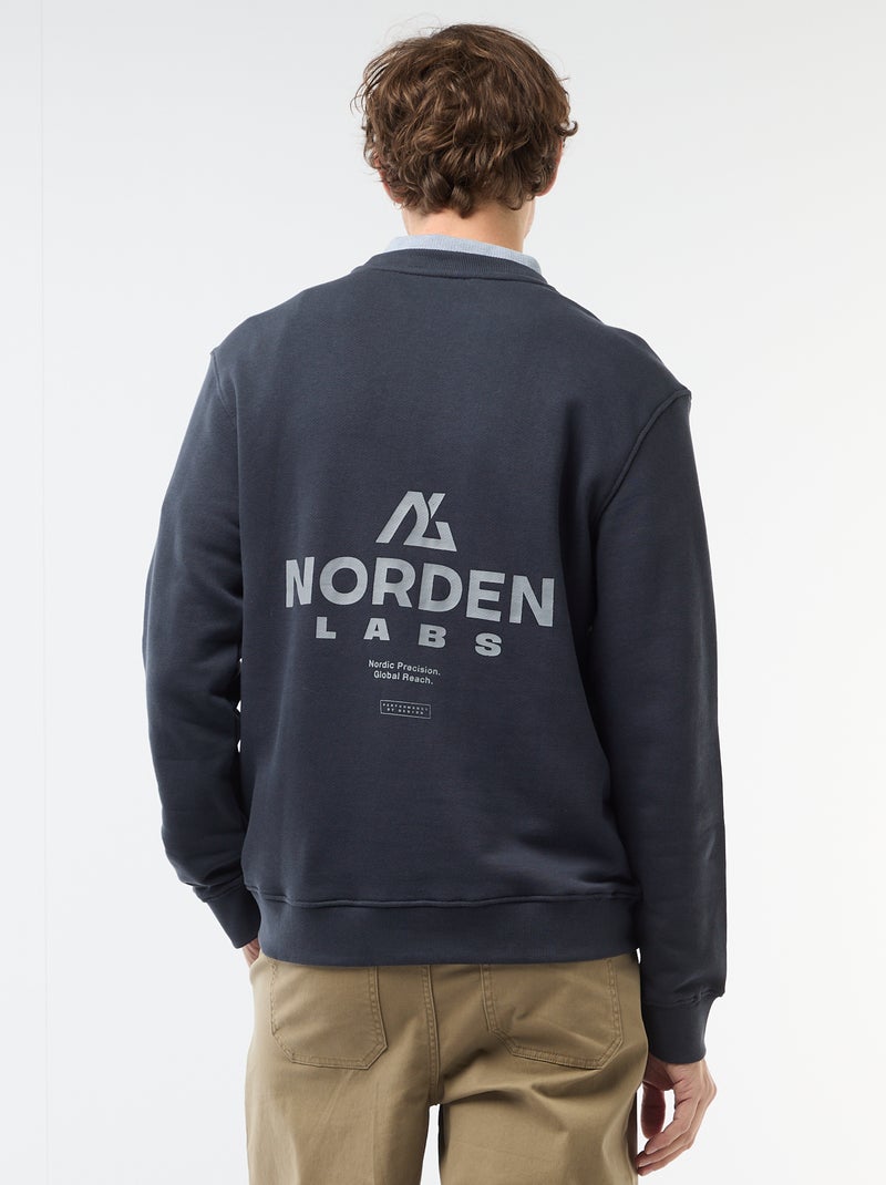 Sweater van lichte joggingstof met print voor- en achterkant Blauw - Kiabi