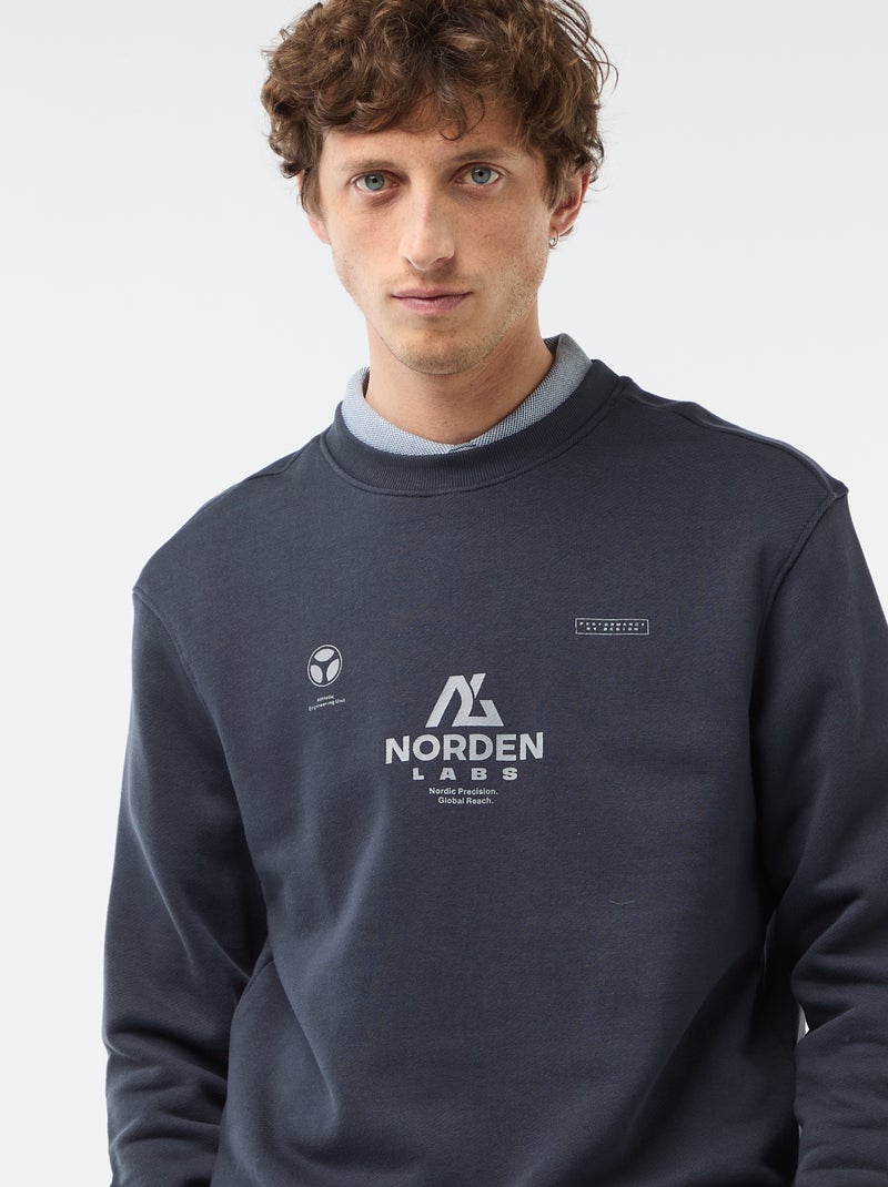 Sweater van lichte joggingstof met print voor- en achterkant Blauw - Kiabi