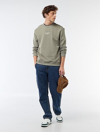 Sweater van lichte joggingstof met print voor- en achterkant