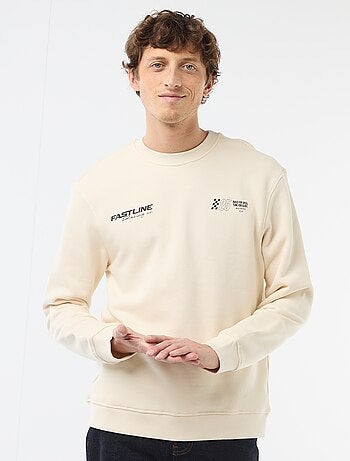 Sweater van lichte joggingstof met print voor- en achterkant