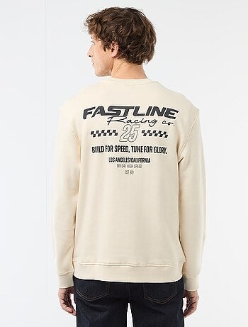 Sweater van lichte joggingstof met print voor- en achterkant