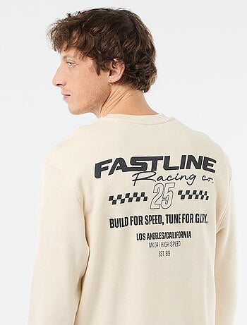 Sweater van lichte joggingstof met print voor- en achterkant