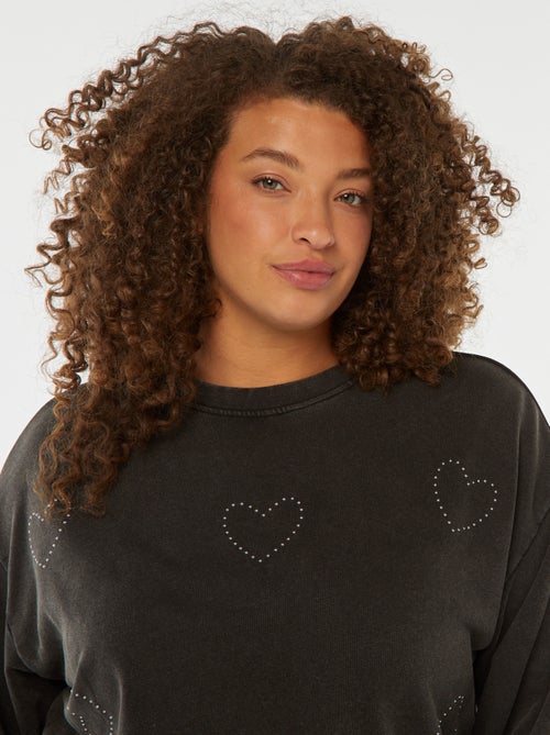 Sweater van lichte joggingstof met sterren in strass - Kiabi