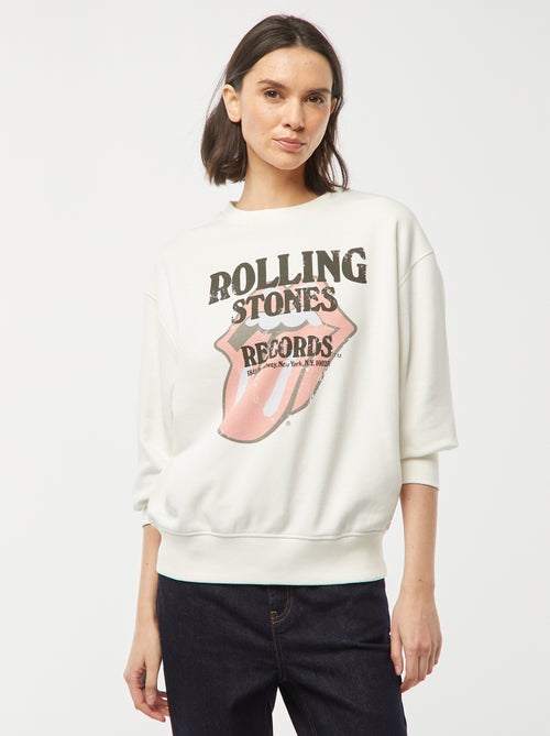 Sweater van lichte joggingstof met The Rolling Stones-print - Kiabi