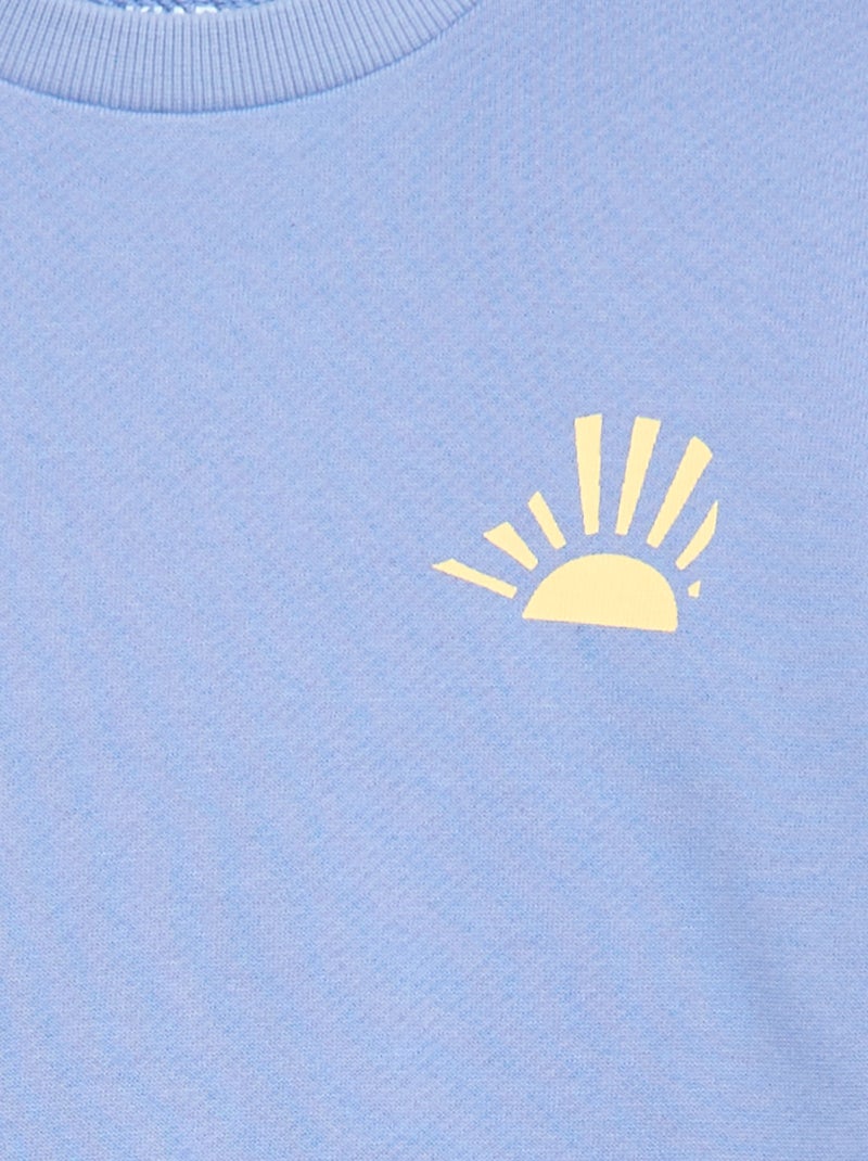 Sweater van lichtgewicht joggingstof met print Blauw - Kiabi