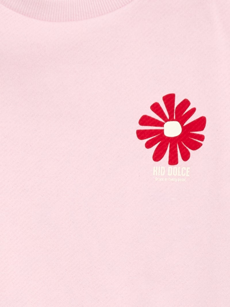 Sweater van lichtgewicht joggingstof met print Rose - Kiabi