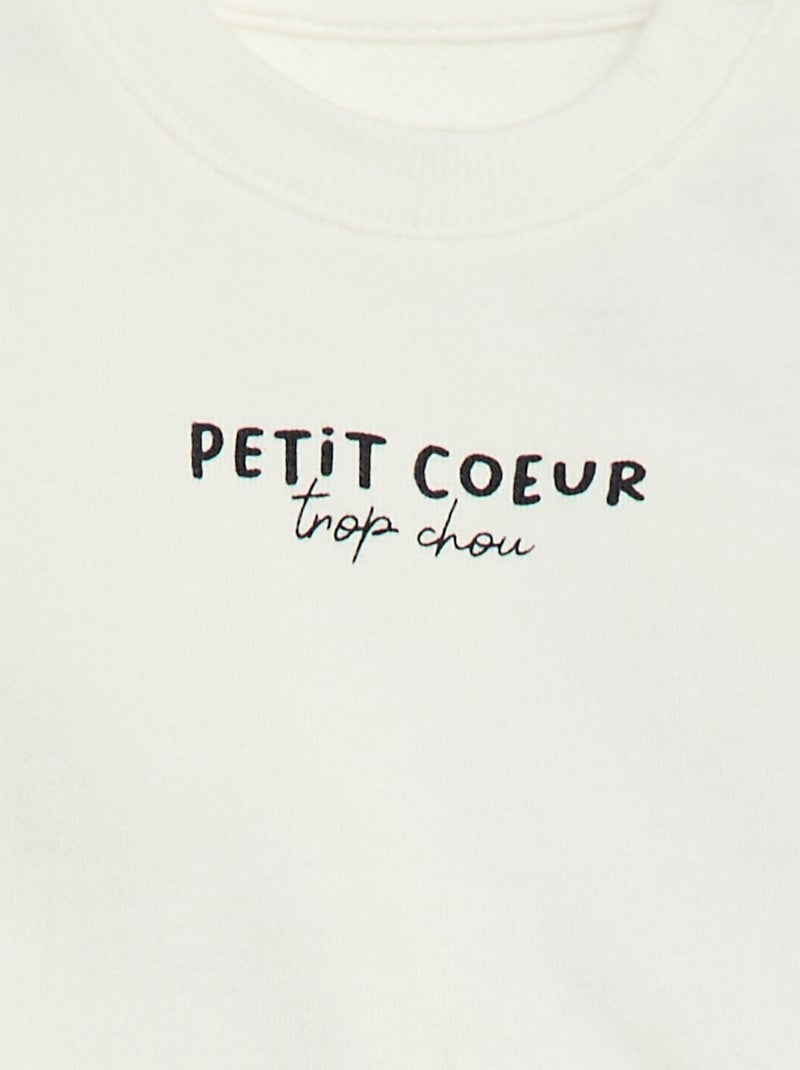 Sweater van lichtgewicht molton met print Wit - Kiabi