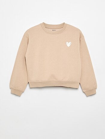 Sweater van molton met borstprint