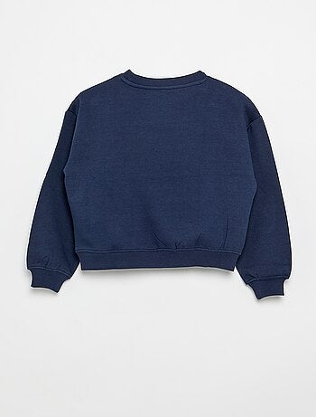 Sweater van molton met borstprint