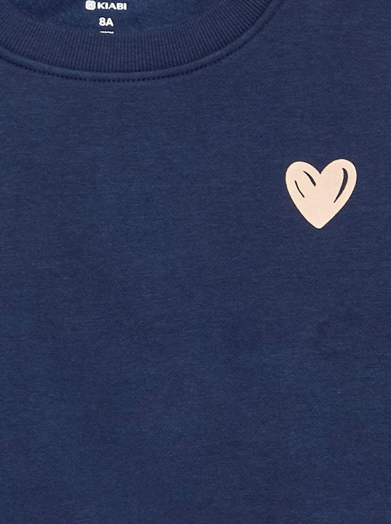 Sweater van molton met borstprint Blauw - Kiabi