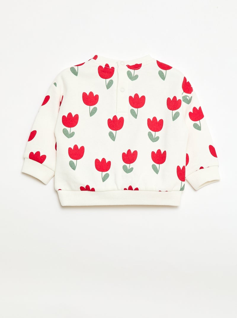 Sweater van molton met motief Wit - Kiabi