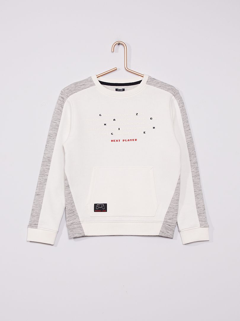 Sweater van molton met print Beige - Kiabi