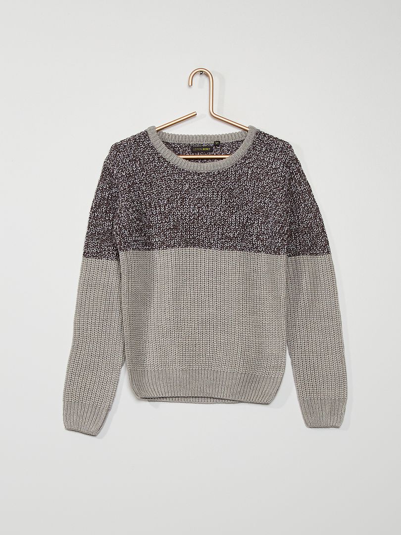 Sweater van moulinétricot grijs - Kiabi