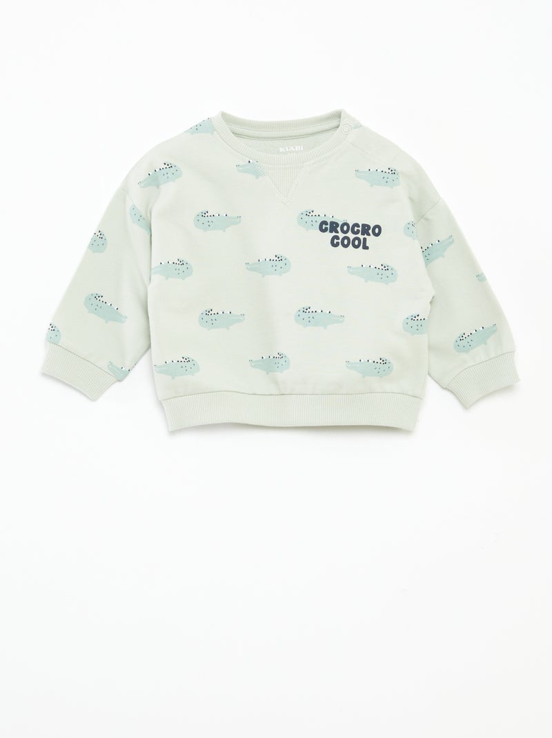 Sweater van niet-opgeruwde joggingstof Blauw - Kiabi