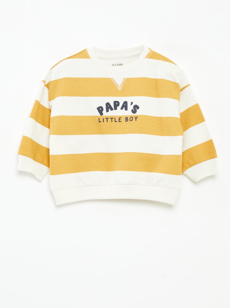 Sweater van niet-opgeruwde joggingstof Geel - Kiabi