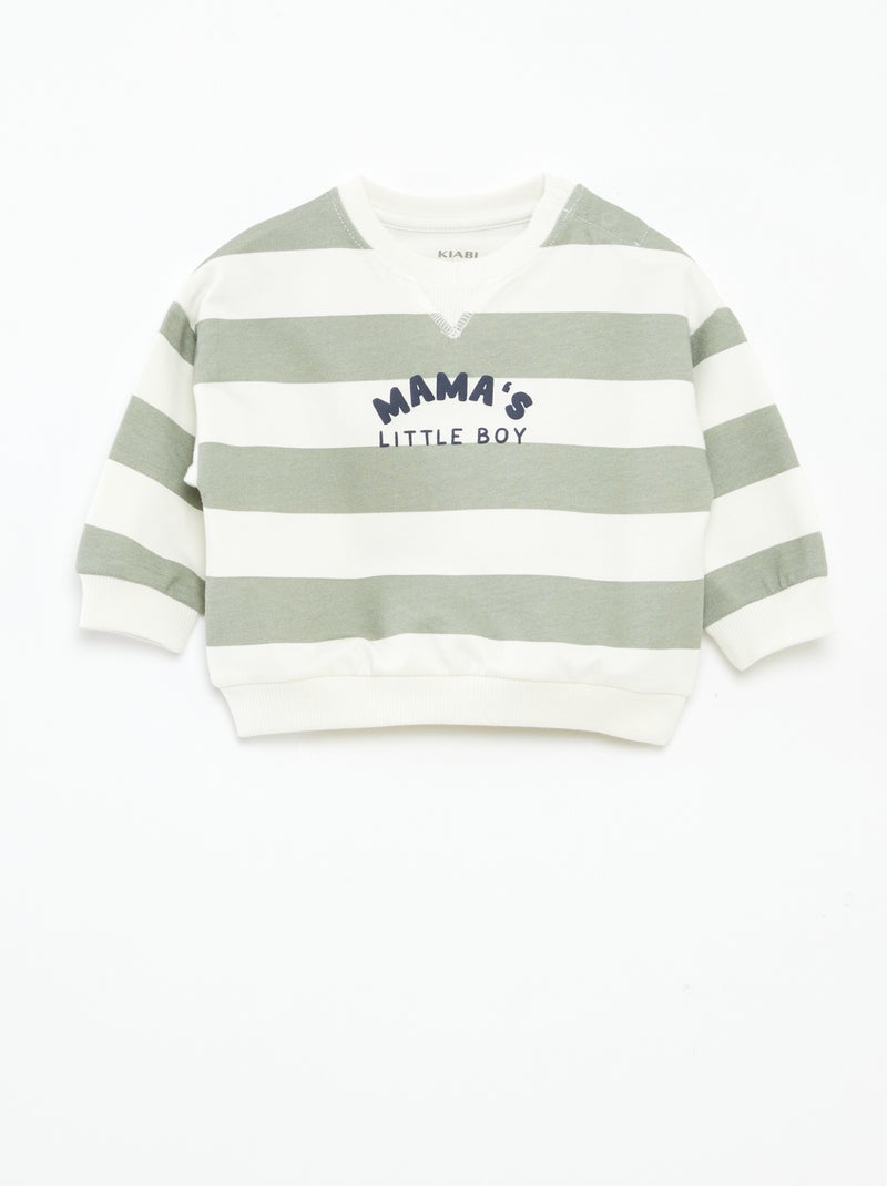 Sweater van niet-opgeruwde joggingstof Wit - Kiabi