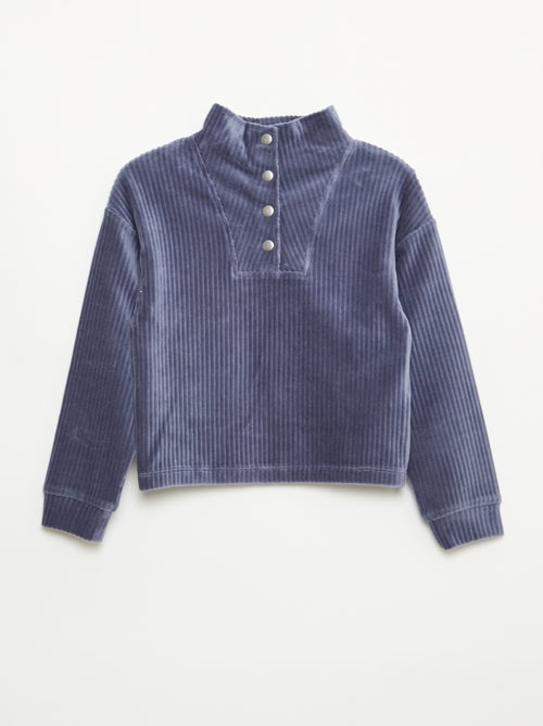 Sweater van ribfluweel met opstaande kraag - Kiabi