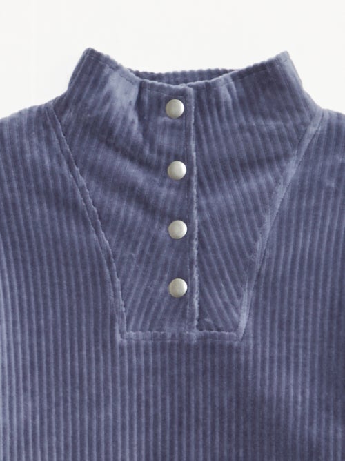 Sweater van ribfluweel met opstaande kraag - Kiabi