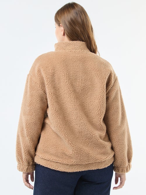 Sweater van sherpa met schipperskraag - Kiabi