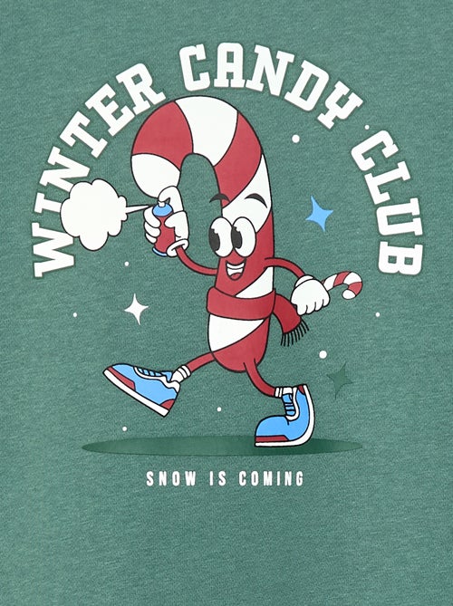 Sweater van warme joggingstof met zachte, geruwde binnenzijde en kerstprint - Kiabi