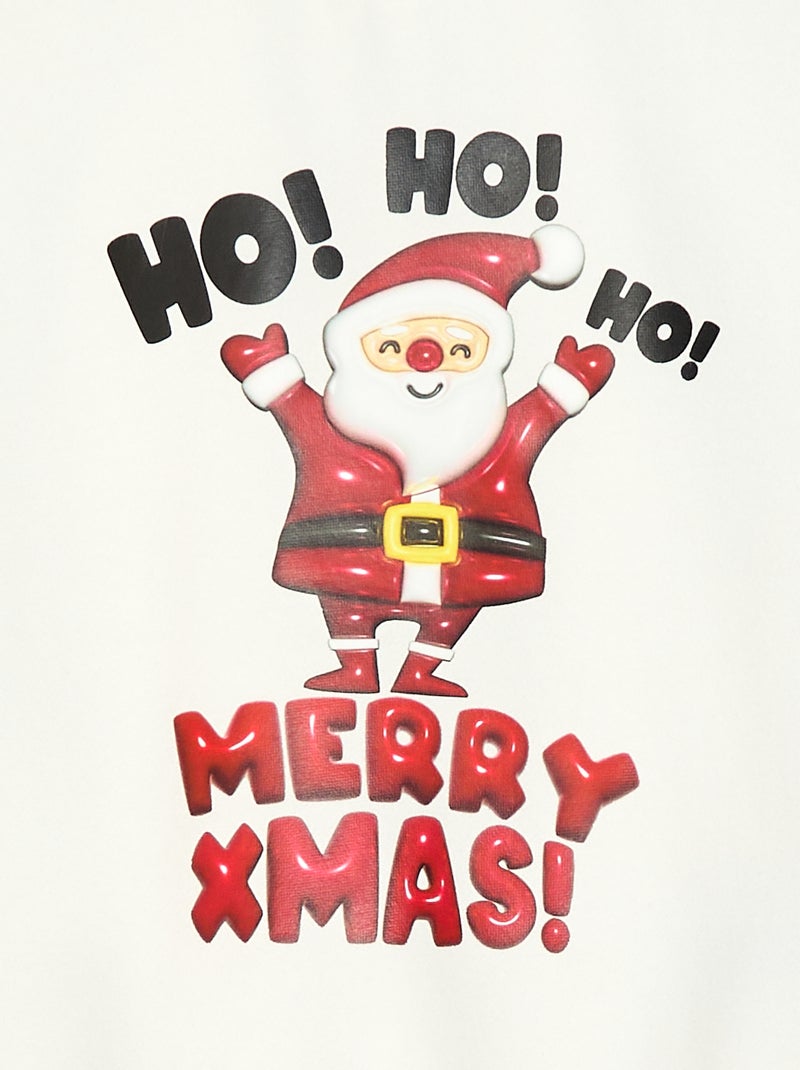 Sweater van warme joggingstof met zachte, geruwde binnenzijde en kerstprint Wit - Kiabi