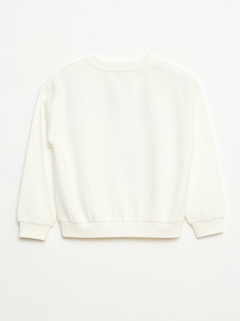 Sweater van warme joggingstof met zachte, geruwde binnenzijde en kerstprint Wit - Kiabi