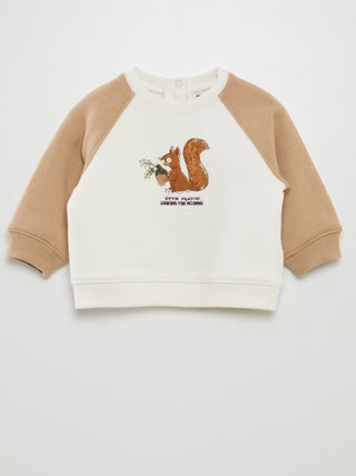 Sweater van warme joggingstof met zachte, geruwde binnenzijde en print