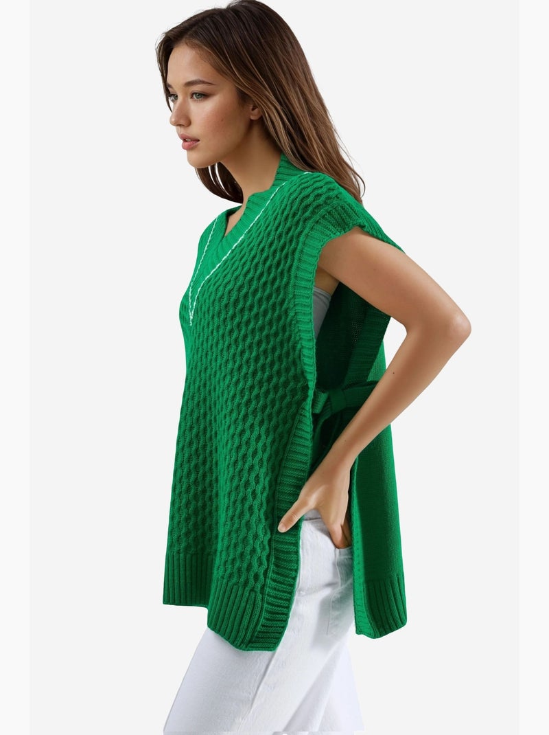 Sweater vest met patroon en strikdetail my fashion Groen - Kiabi
