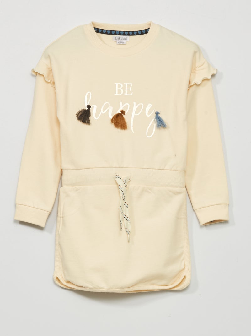 Sweatjurk 'Be happy' BIEGE - Kiabi