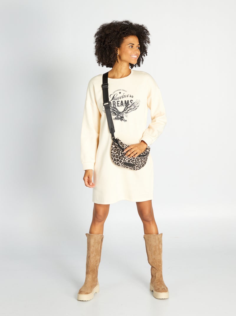 Sweatjurk met print WIT - Kiabi