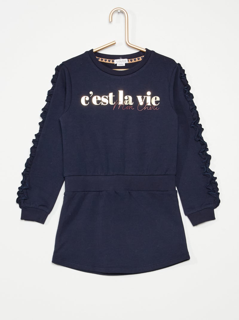 Sweatjurk met volants BLAUW - Kiabi