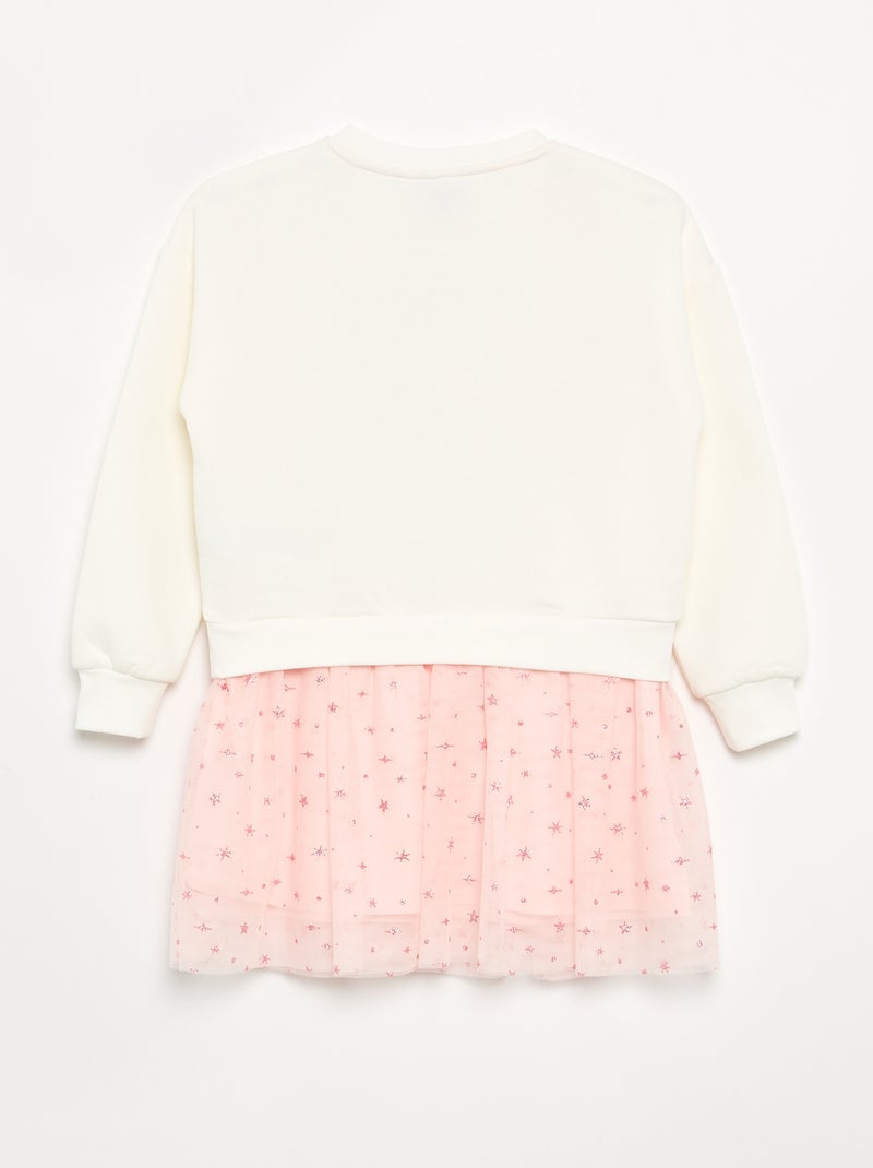 Sweatjurk van molleton en tule 'Gabby's Poppenhuis' Wit - Kiabi