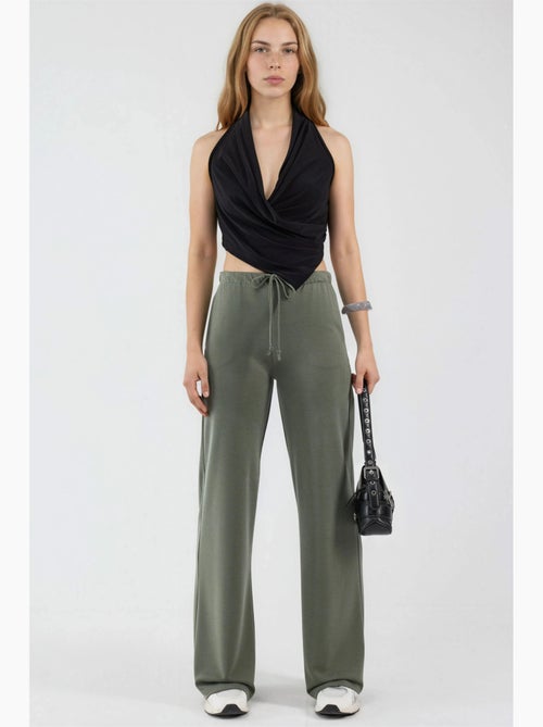 Sweatpants met wijde pijpen en taille met trekkoord busem - Kiabi Sweatpants met wijde pijpen en taille met trekkoord busem - Kiabi