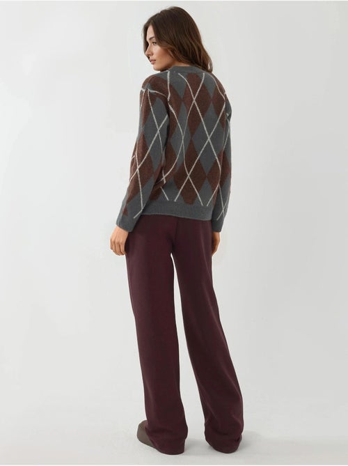 Sweatpants met wijde pijpen van katoenmix hiccup - Kiabi