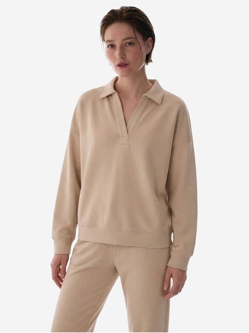 Sweatshirt à col polo en modal penti - Kiabi Sweatshirt à col polo en modal penti - Kiabi