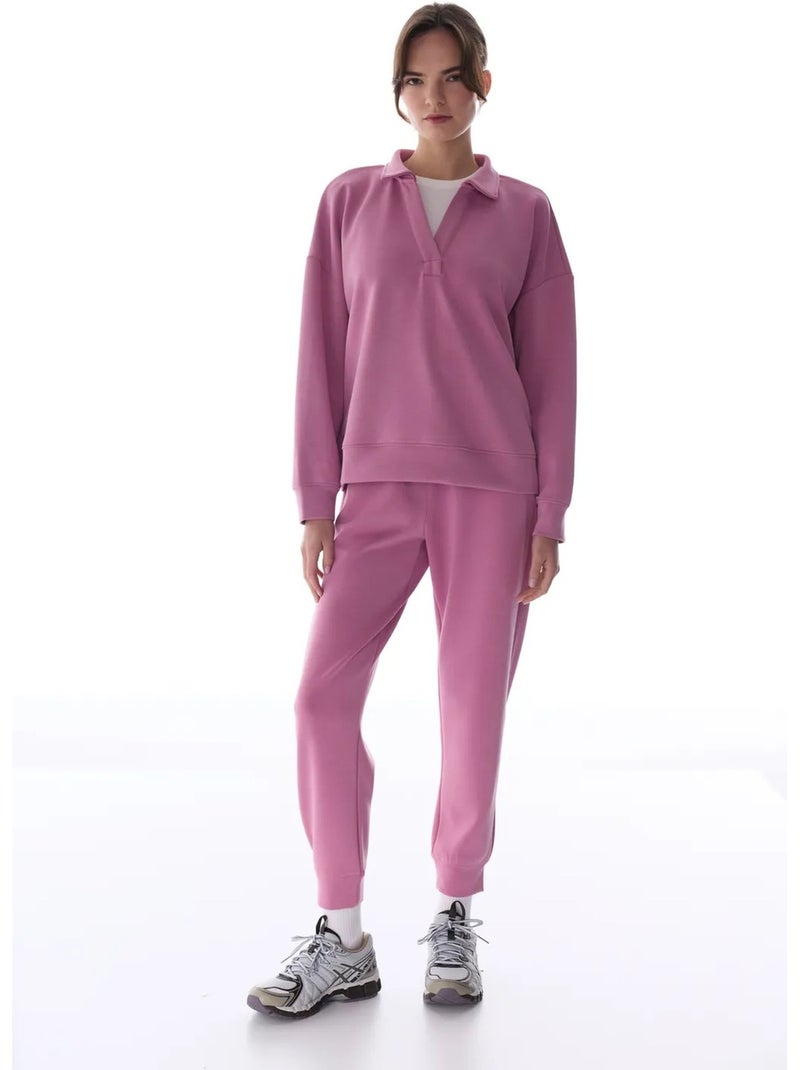 Sweatshirt à col polo en modal penti Vieux rose - Kiabi