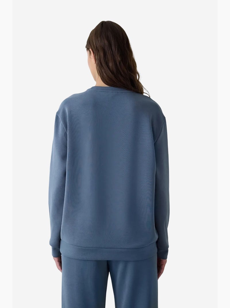 Sweatshirt court oversize à col rond en modal penti Bleu - Kiabi