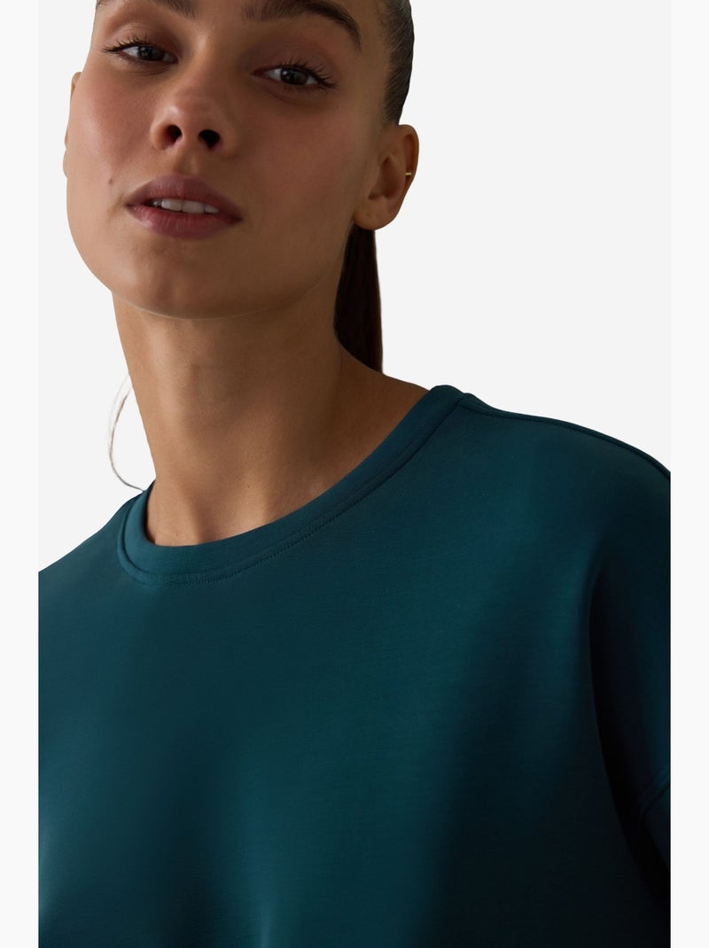 Sweatshirt en modal gratté penti Vert bouteille - Kiabi