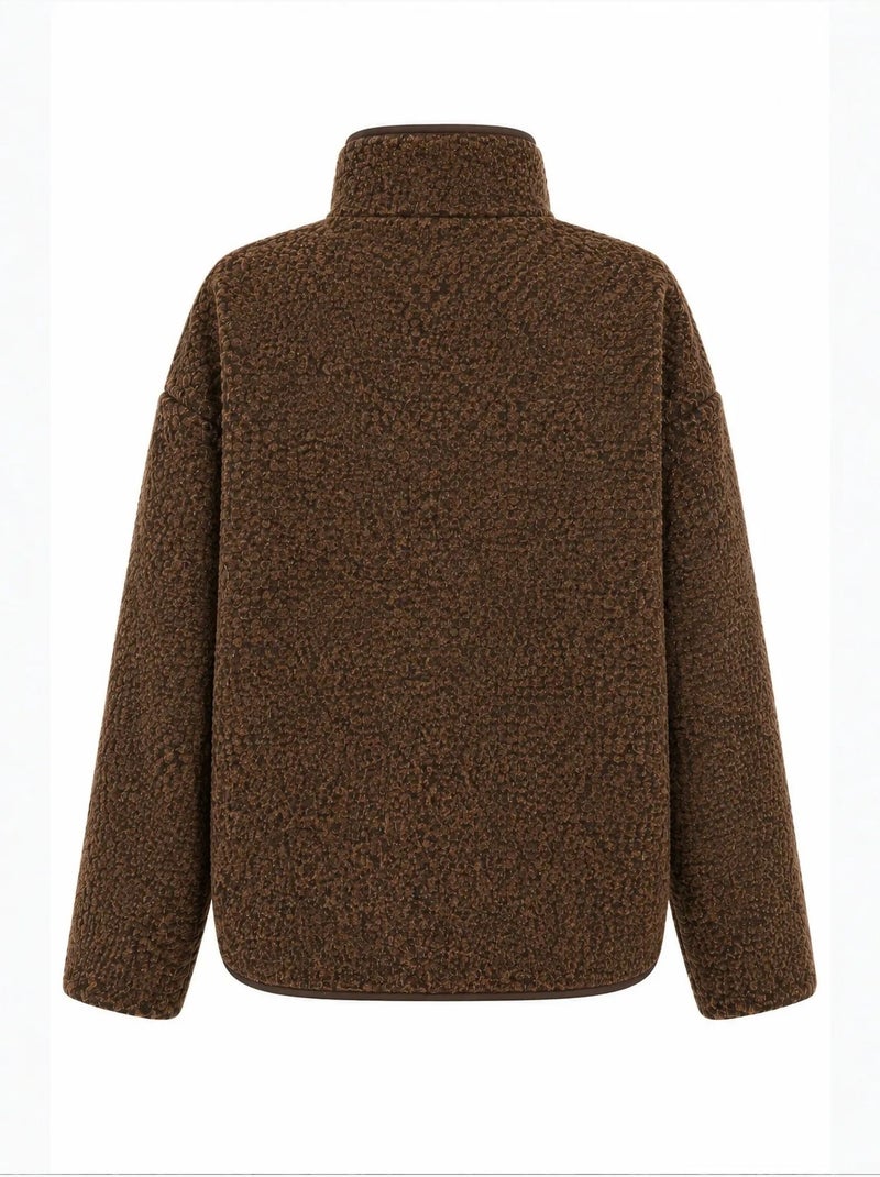 Sweatshirt femme à demi-zip texturé mixray Marron - Kiabi