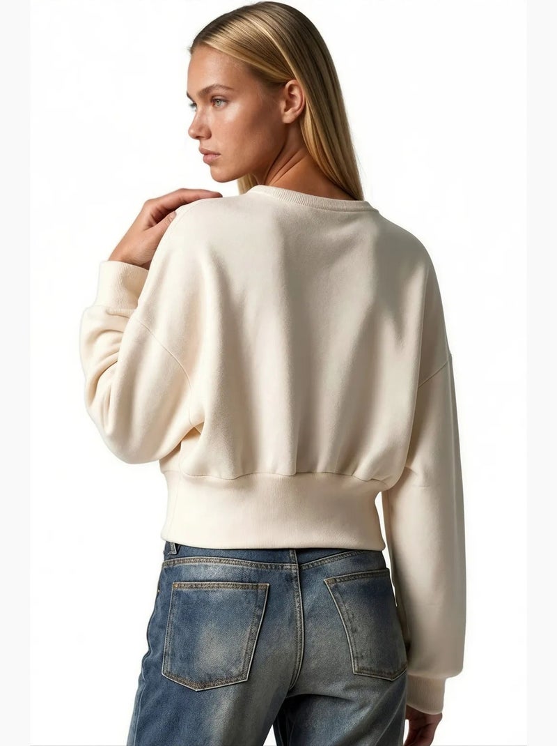 Sweatshirt femme en mélange coton busem Crème - Kiabi