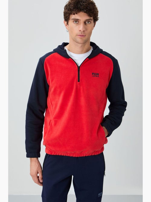 Sweatshirt homme bicolore à demi-zip en maille peluche tommy - Kiabi Sweatshirt homme bicolore à demi-zip en maille peluche tommy - Kiabi