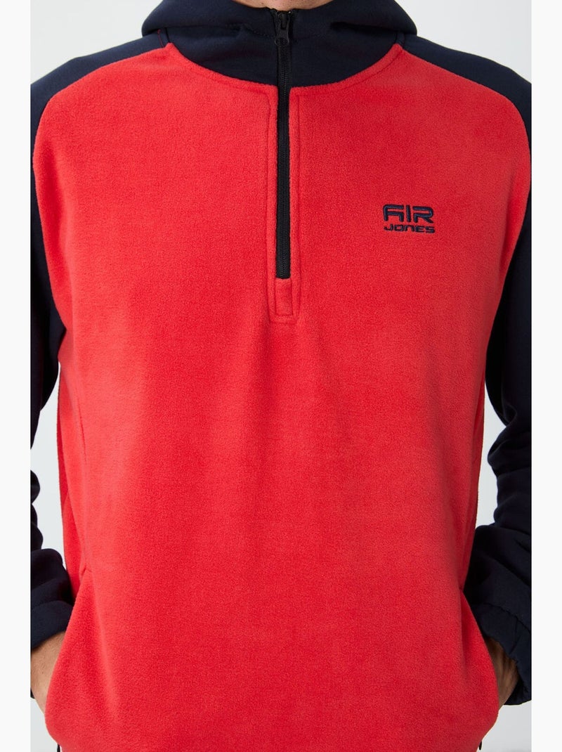 Sweatshirt homme bicolore à demi-zip en maille peluche tommy Rouge - Kiabi