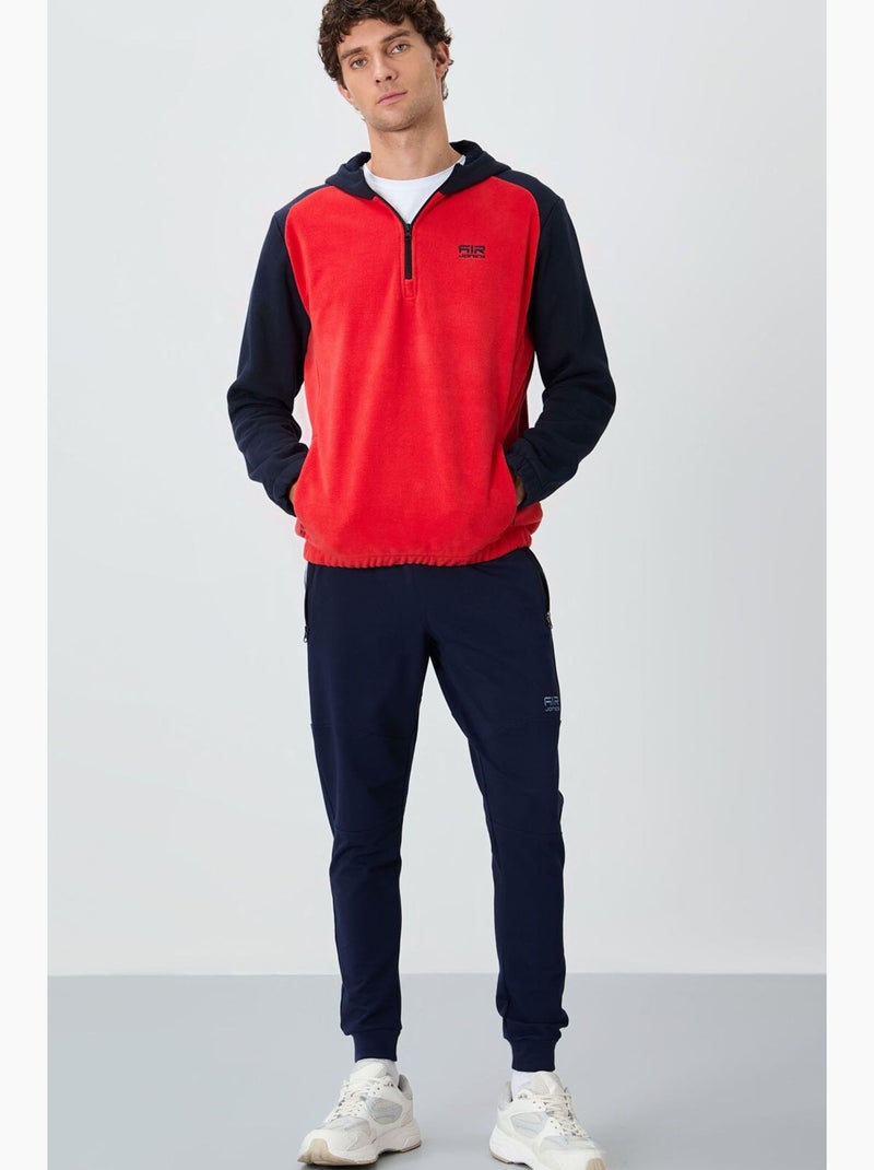 Sweatshirt homme bicolore à demi-zip en maille peluche tommy Rouge - Kiabi