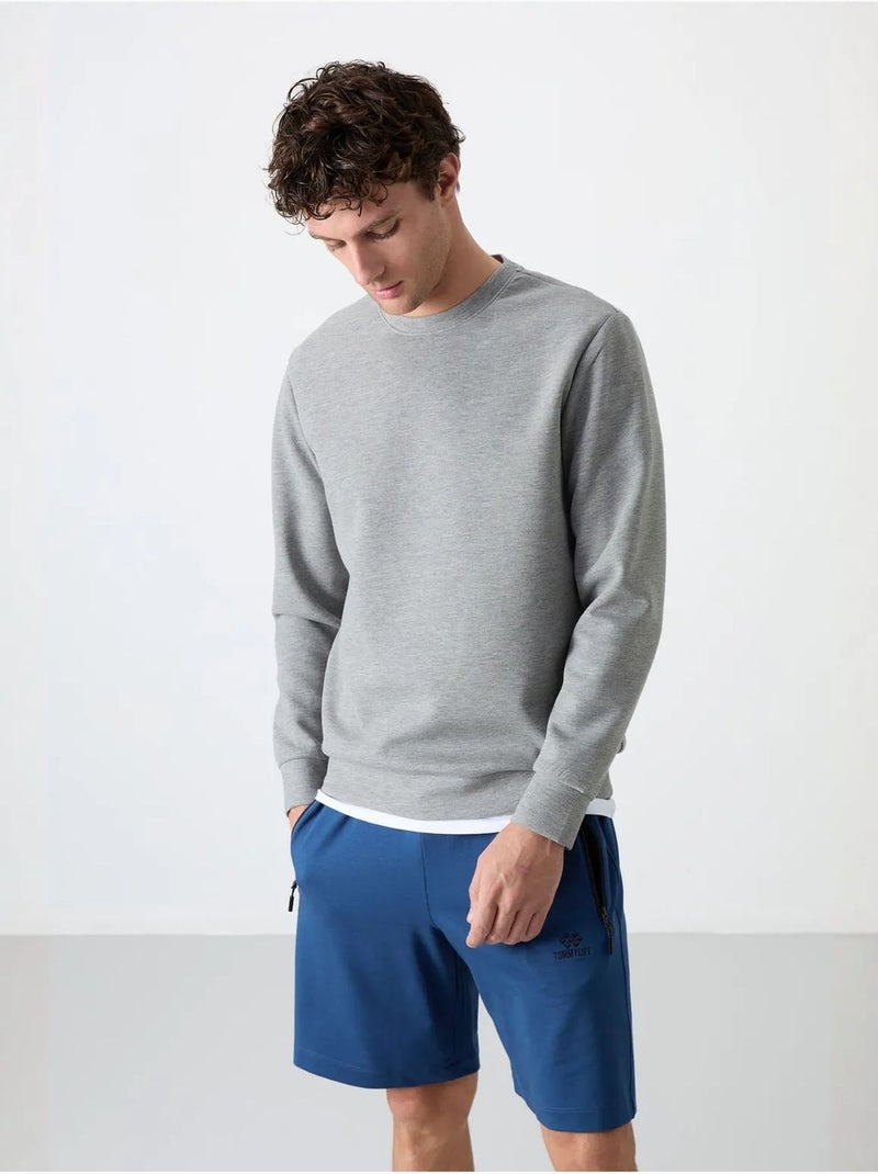 Sweatshirt homme uni à col rond tommy Gris clair - Kiabi