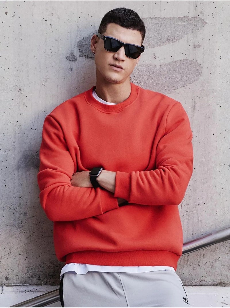 Sweatshirt homme uni à col rond tommy Rouge - Kiabi