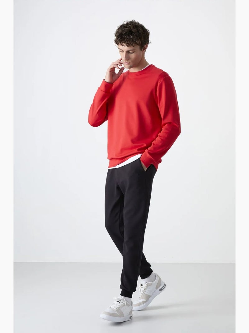 Sweatshirt homme uni à col rond tommy Rouge - Kiabi