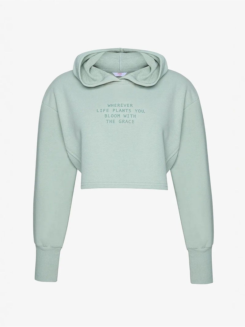 Sweatshirt léger à capuche avec détails côtelés penti Vert menthe - Kiabi