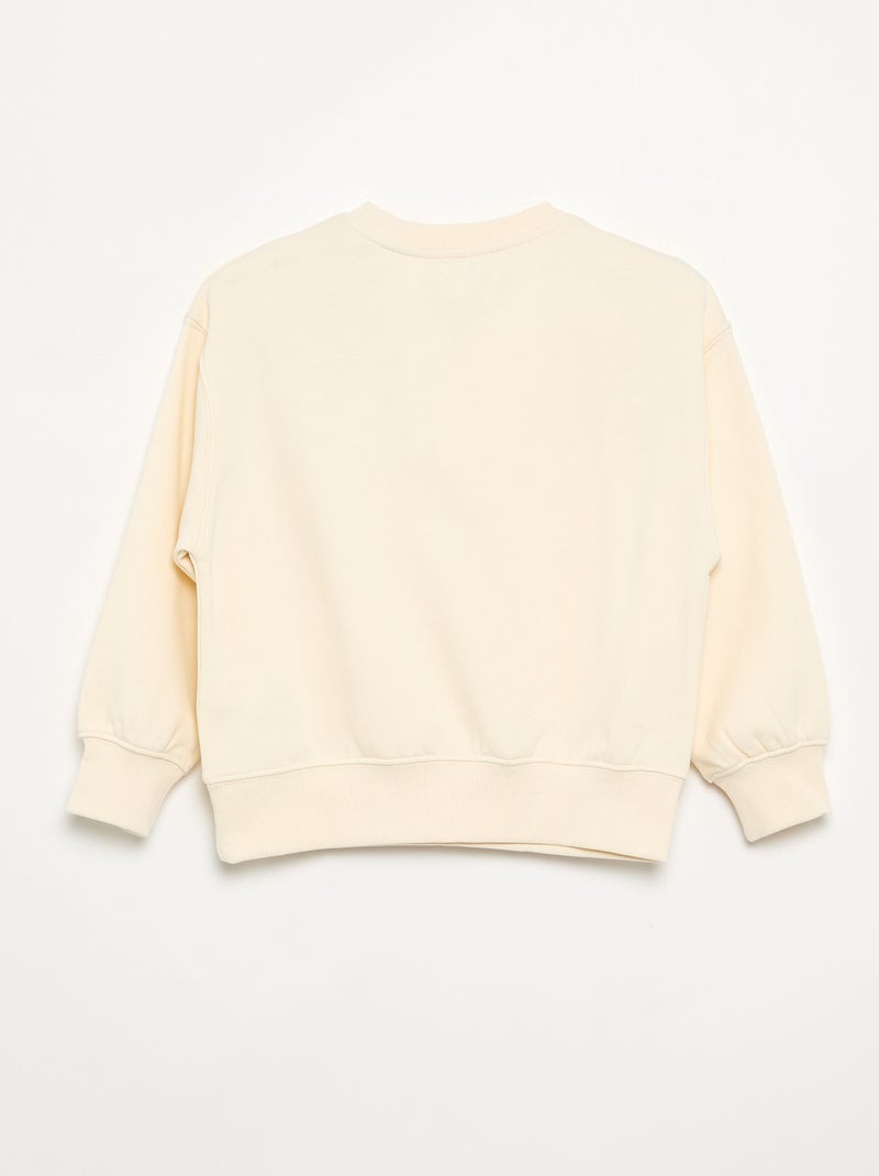 Sweatshirt met 3D-bloemenapplicaties Ecru - Kiabi